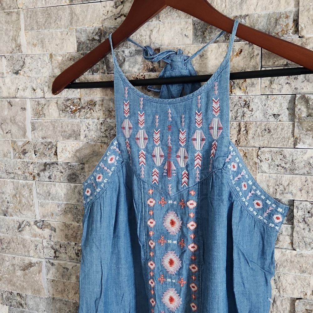 Hollister Chambray Embroidered Mini Dress - Picture 4 of 9